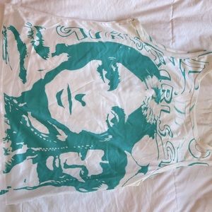 White/ Green Graphic Design Tank Top